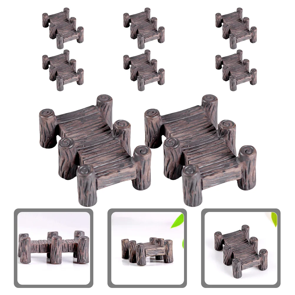 

8 Pcs House Bridge Ornaments Bonsai DIY Model Miniature Micro Landscape Decor Resin Garden Tiny Scene Accessory