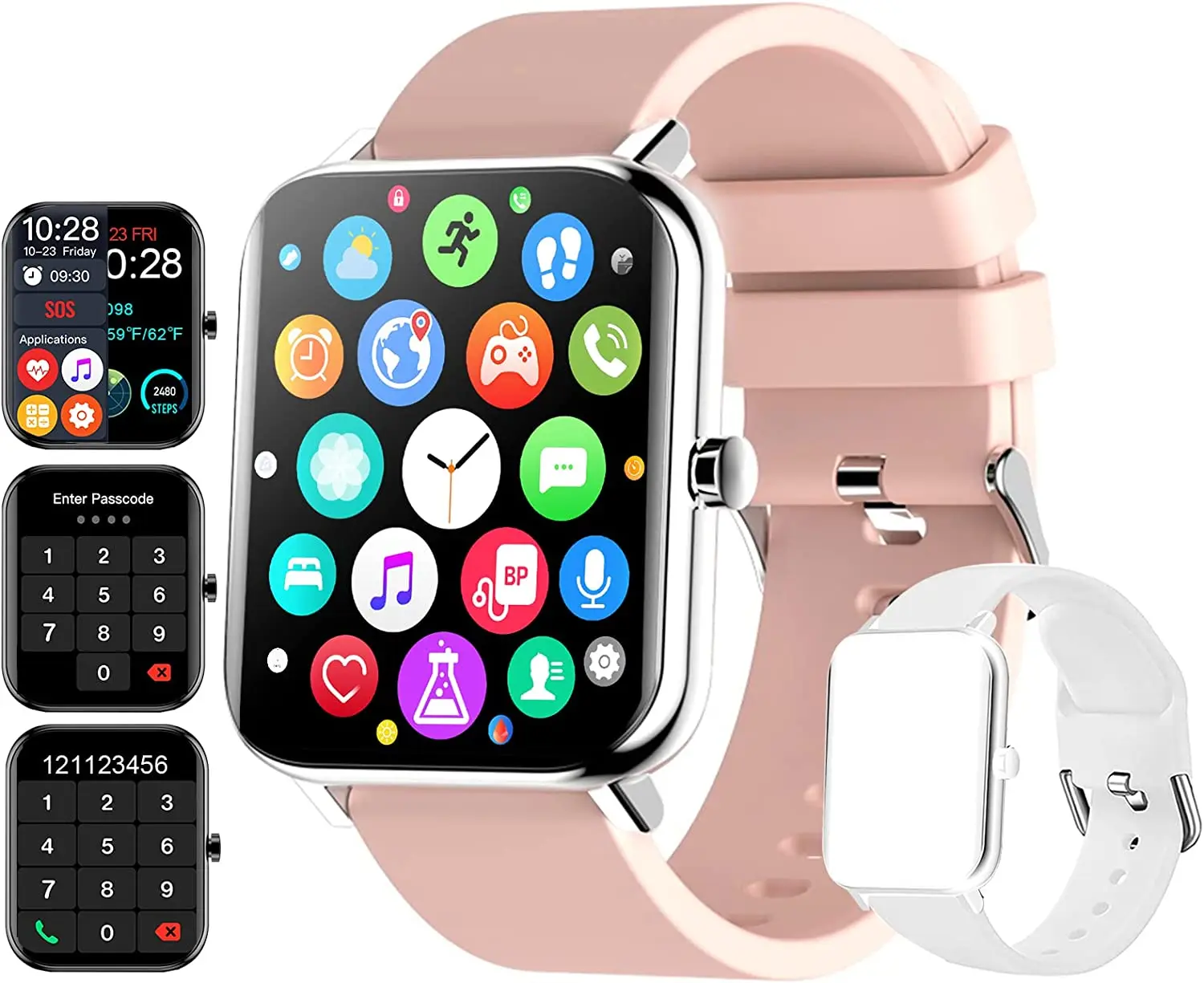 Hrich SmartWatch, Relógio SmartWatch, Tela de 1,95'' Polegadas,Fazer  Chamadas, Full Touch, com Controles de Música, Aplicativo Notificações,  Acordar a