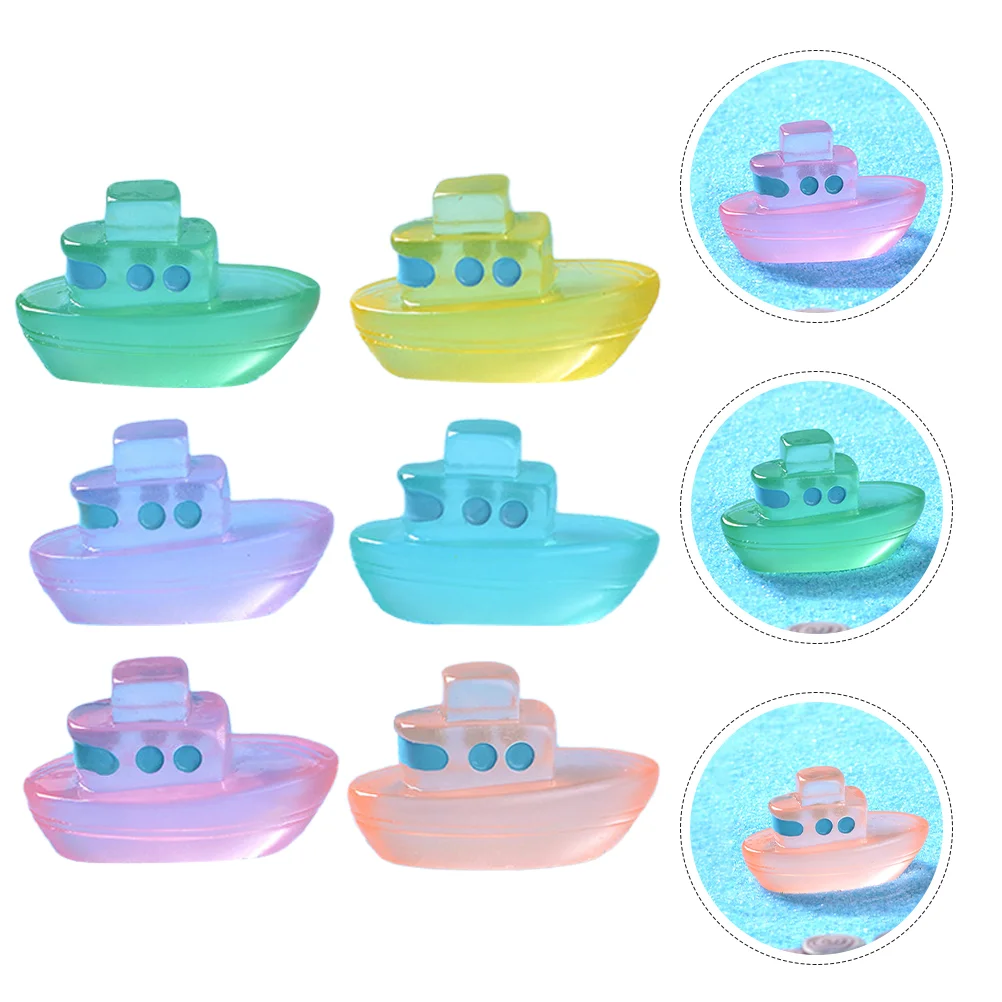 

Miniature Boat Figurines Glow The Dark Boats House Ornament Landscaping Model Resin Fittings