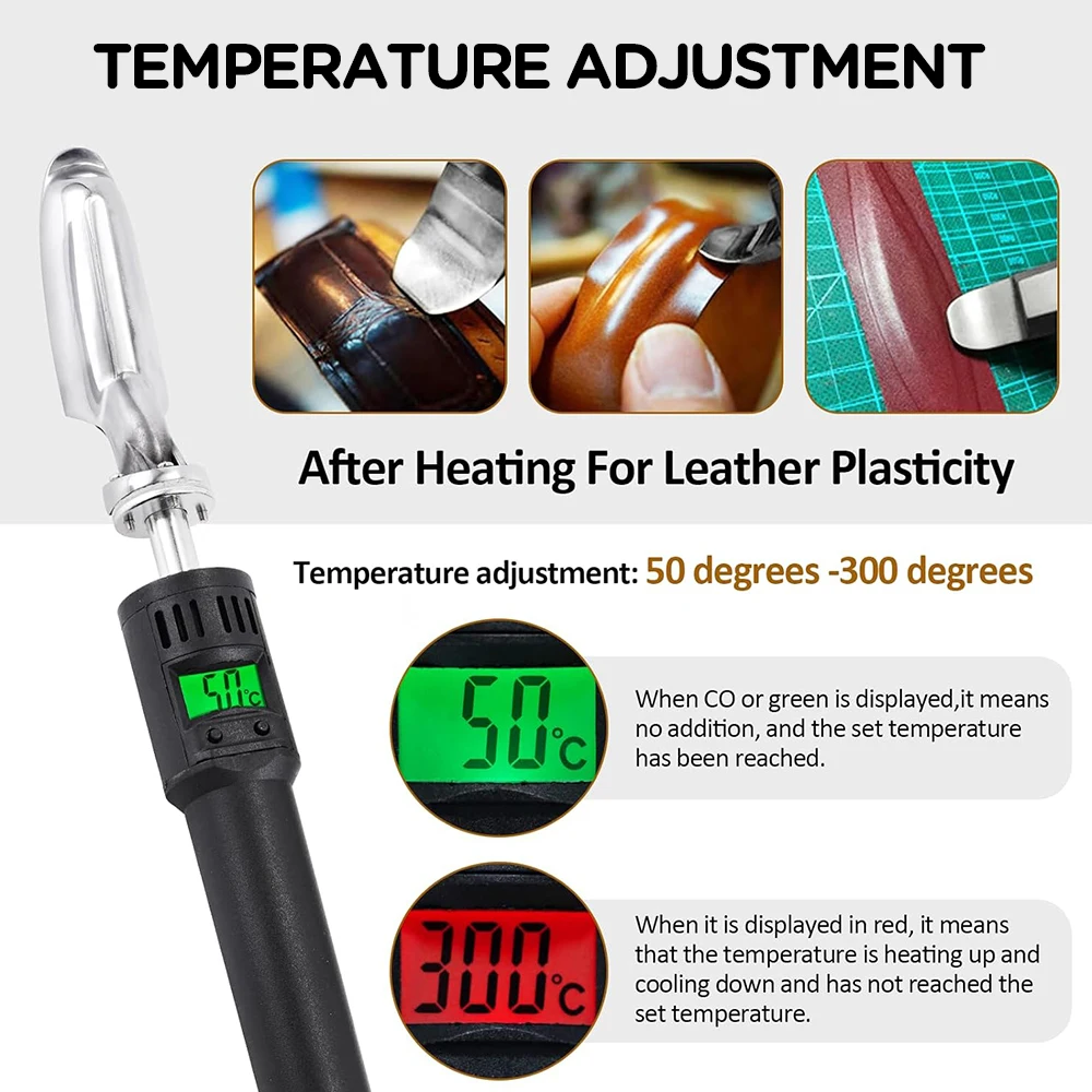 Leather Iron LED Display Handle Electric Mini Leather Iron Crease Removal For Crafts Quilting Clothes Leatherwear Bag