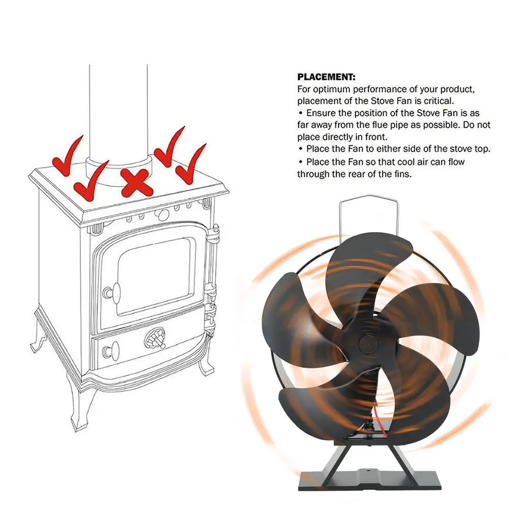 Fireplace Fan Heat Powered Stove Fan Automatic Adjustment Thermal Fans For Wood Log Burner Fireplace Eco Quiet Fan