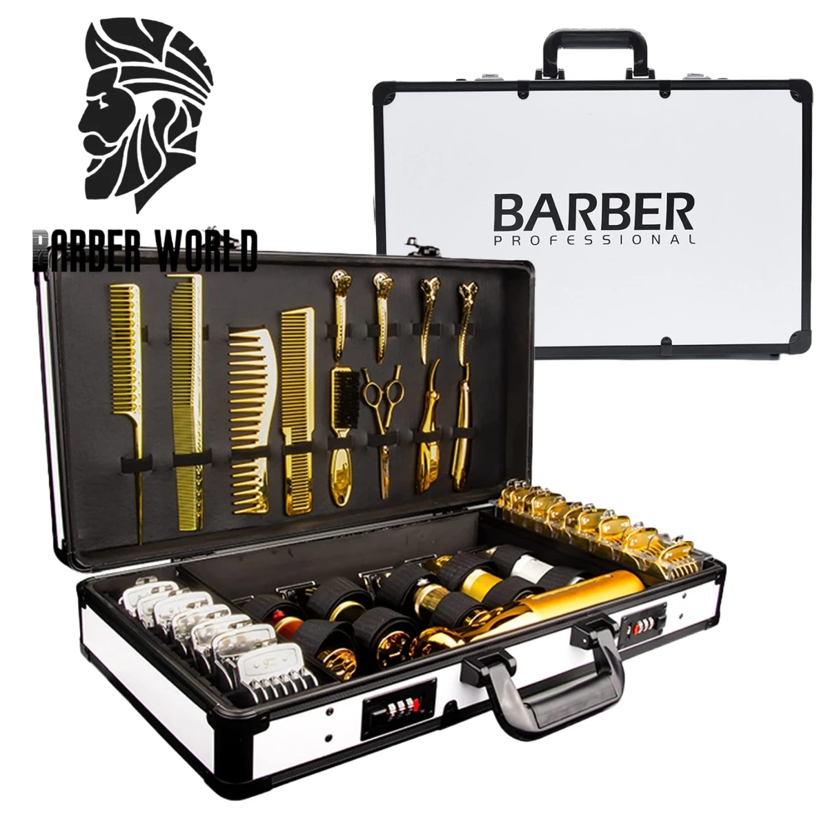 BarberToolsStorageCaseLargeCapacityAluminumToolboxWithPassword