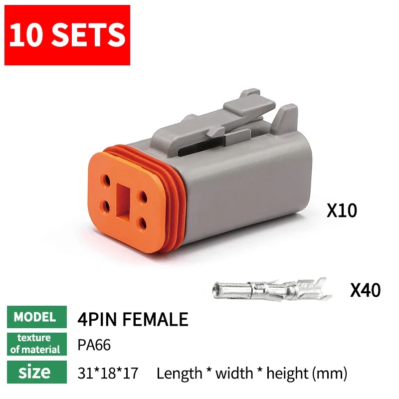 10 Sets Deutsch DT Stecker DT06-2S/DT04-2P 2P 3P 4P 6P 8P 12P Wasserdichte Elektrische Stecker Für auto Motor Mit Pins 22-16AWG – Detail 8