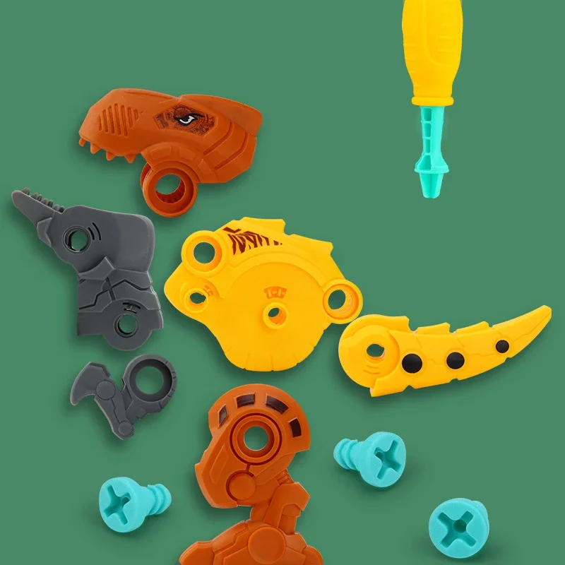 Assembled Dinosaur Disassembly Children's with Soft Projectile Ejection Screwable Dinosaur Figures Bricks Dino Toys Combination