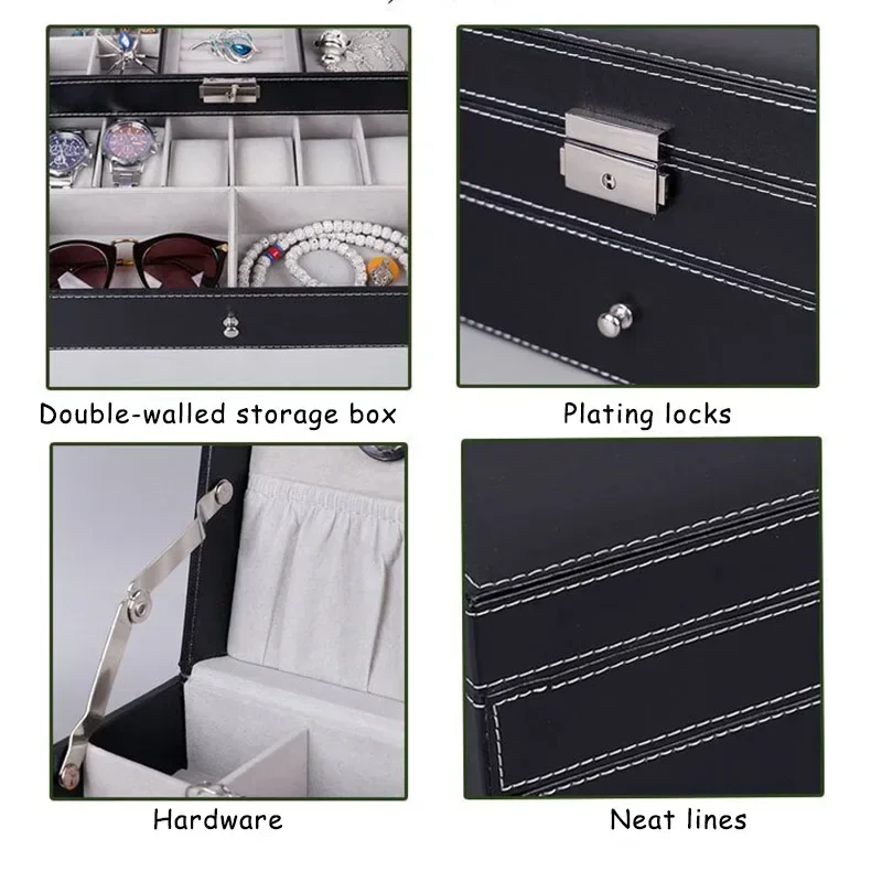 صناديق تخزين ساعات قابلة للقفل ، علبة درج لعرض الم...