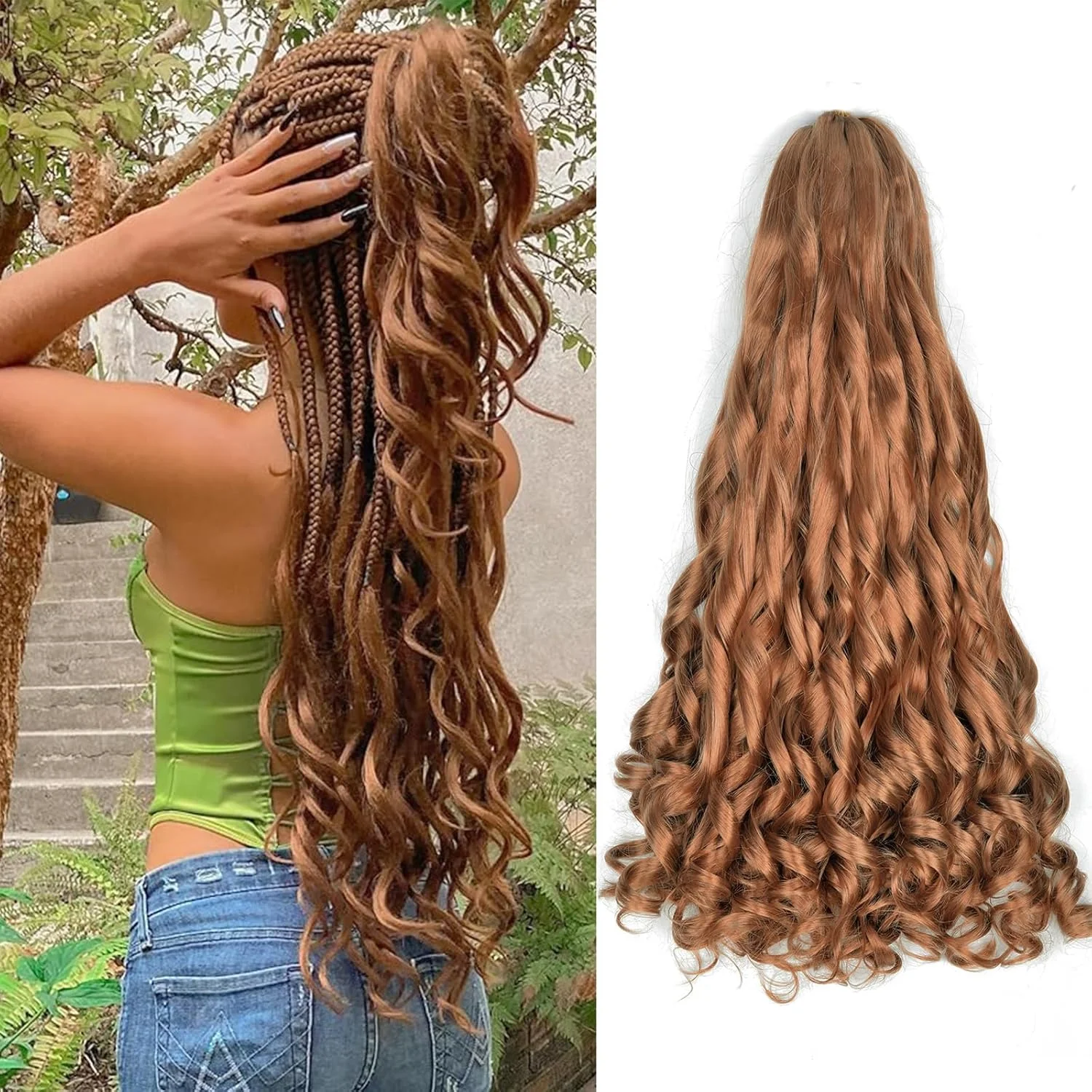 French Curly Crochet Braiding Hair Synthetic Loose Wave Ombre Braids Hair for Women Spiral Curls Pre Stretched Hair Extensions 1