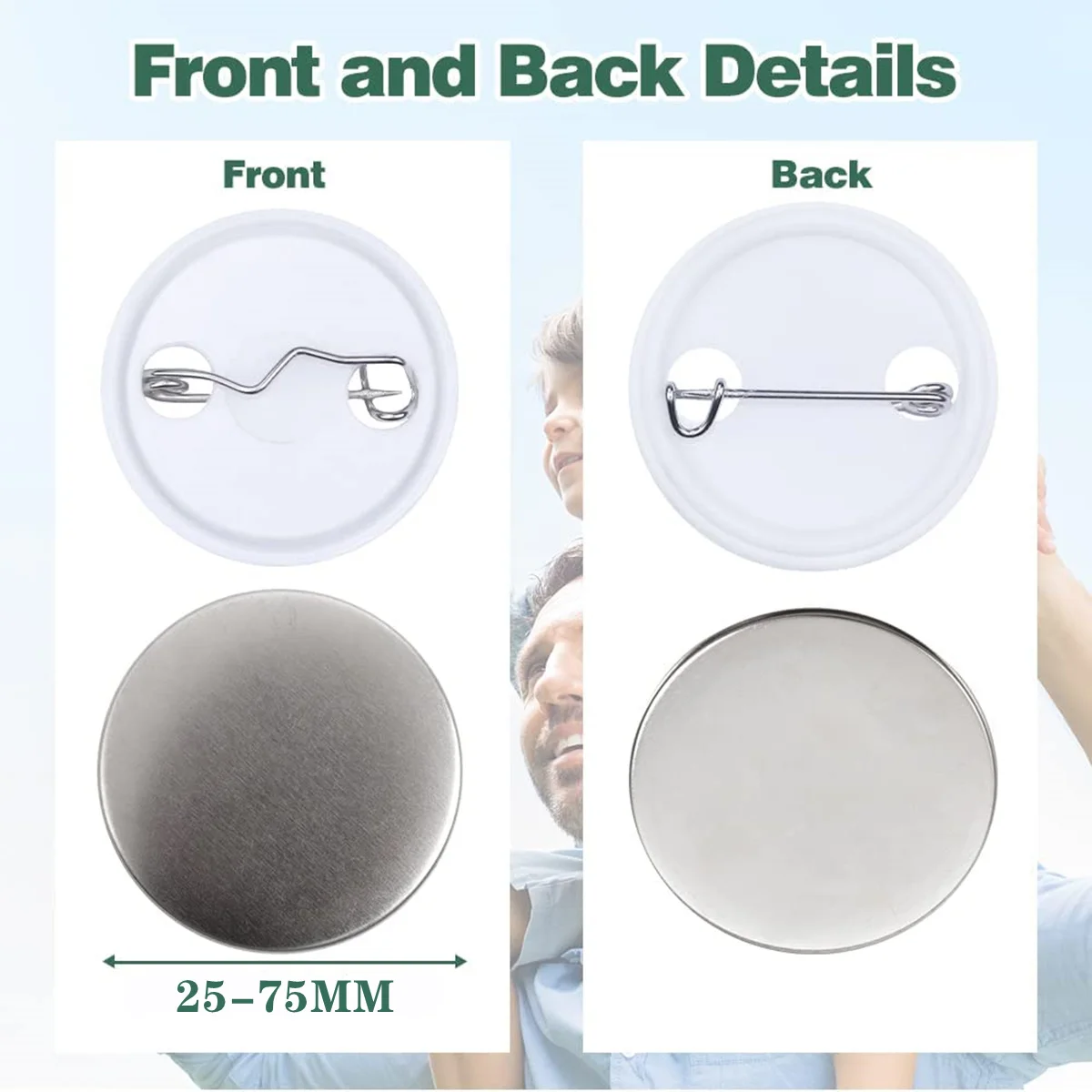 25-75MM Blank Badge Pin Button Maker Parts With 50-500Pcs Sets Material for Press Maker Machine Badge parts,badge pin,button making supplies