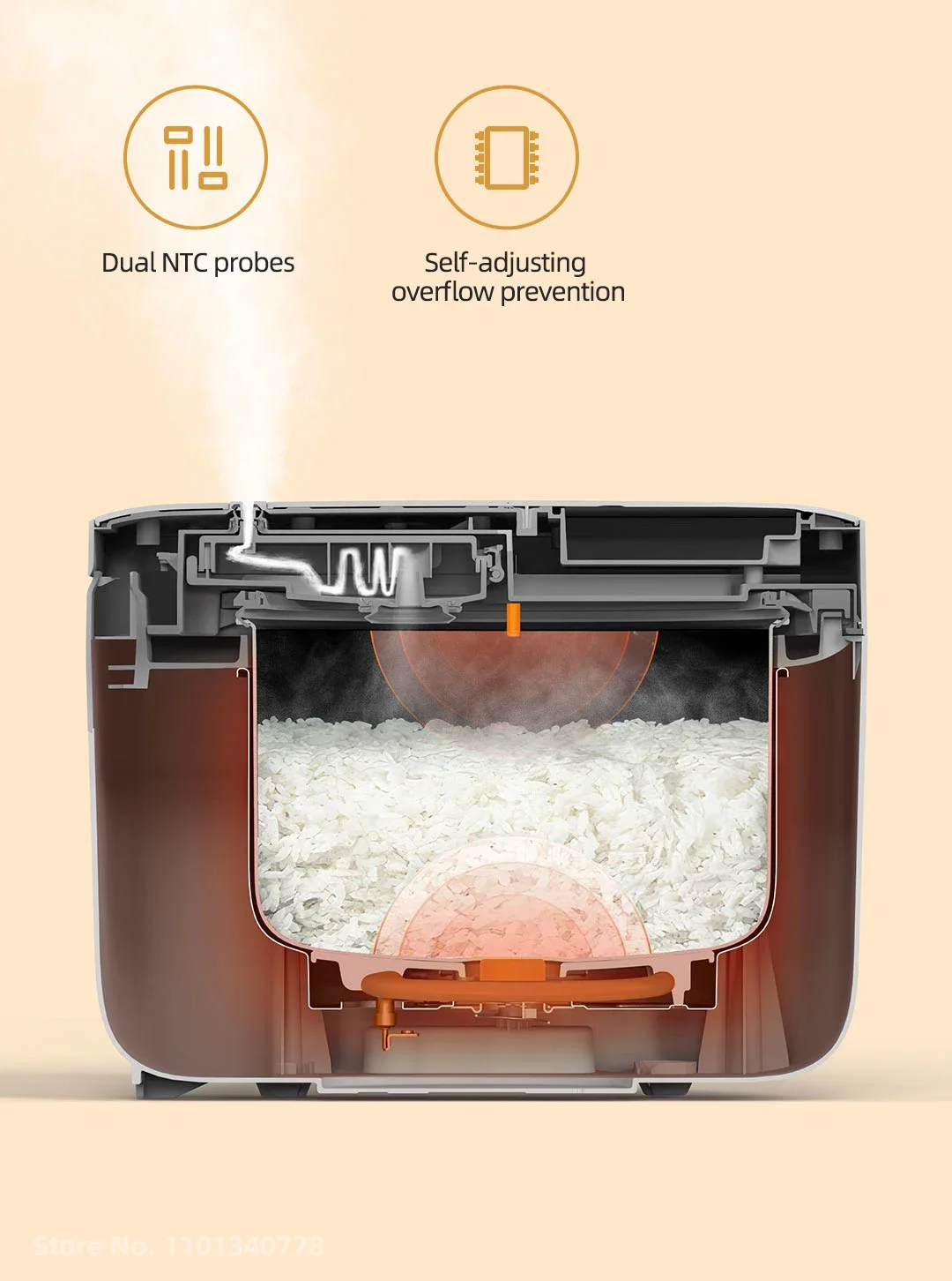 Description Picture 5 of itemIconic Brand Mijia Rice Cooker 5L 220V  Smart Fast Electric Multicooker Pot for Kitchen Cookers Anti-stick Food Warmer Home Appliance