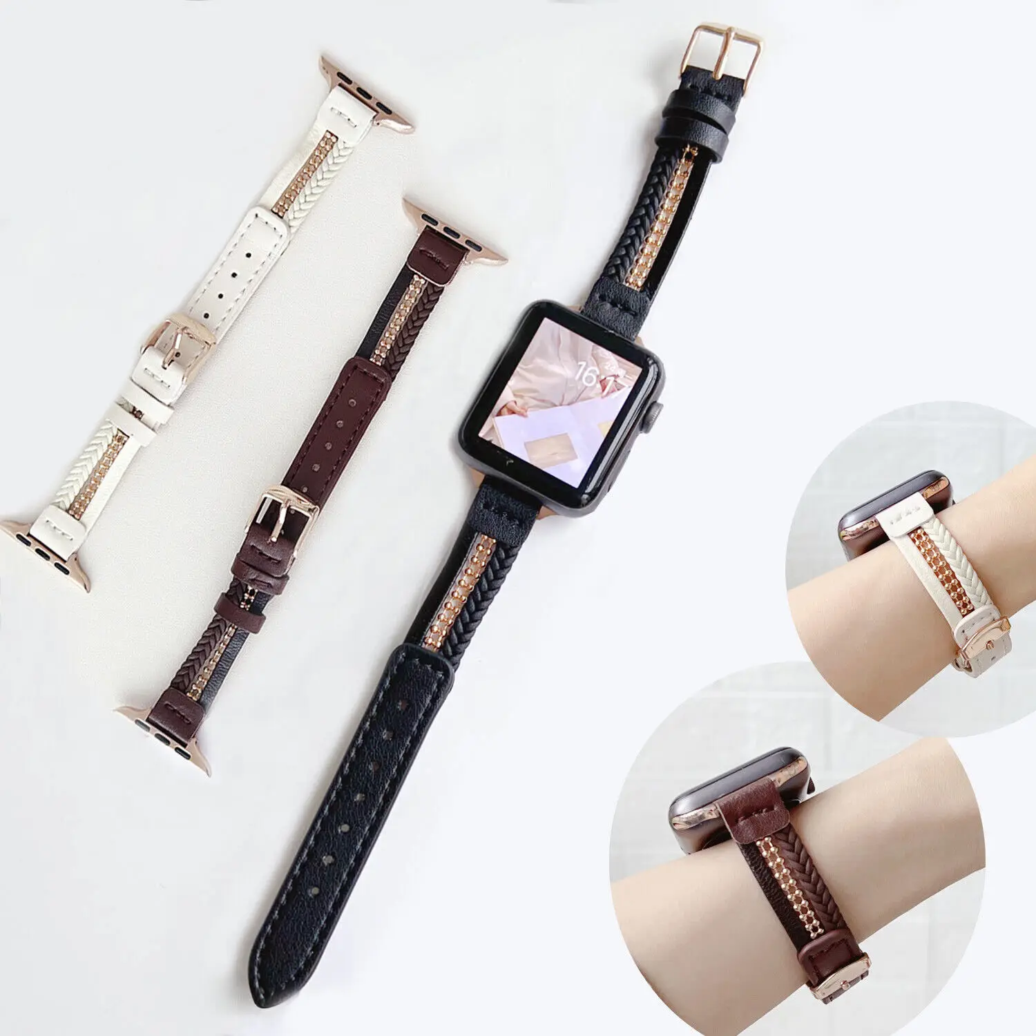 

Ремешок кожаный в стиле ретро для Apple Watch, браслет для iWatch Series 8 7 6 SE 5 4 3 41 45 мм 40 44 мм, ультра 49 мм