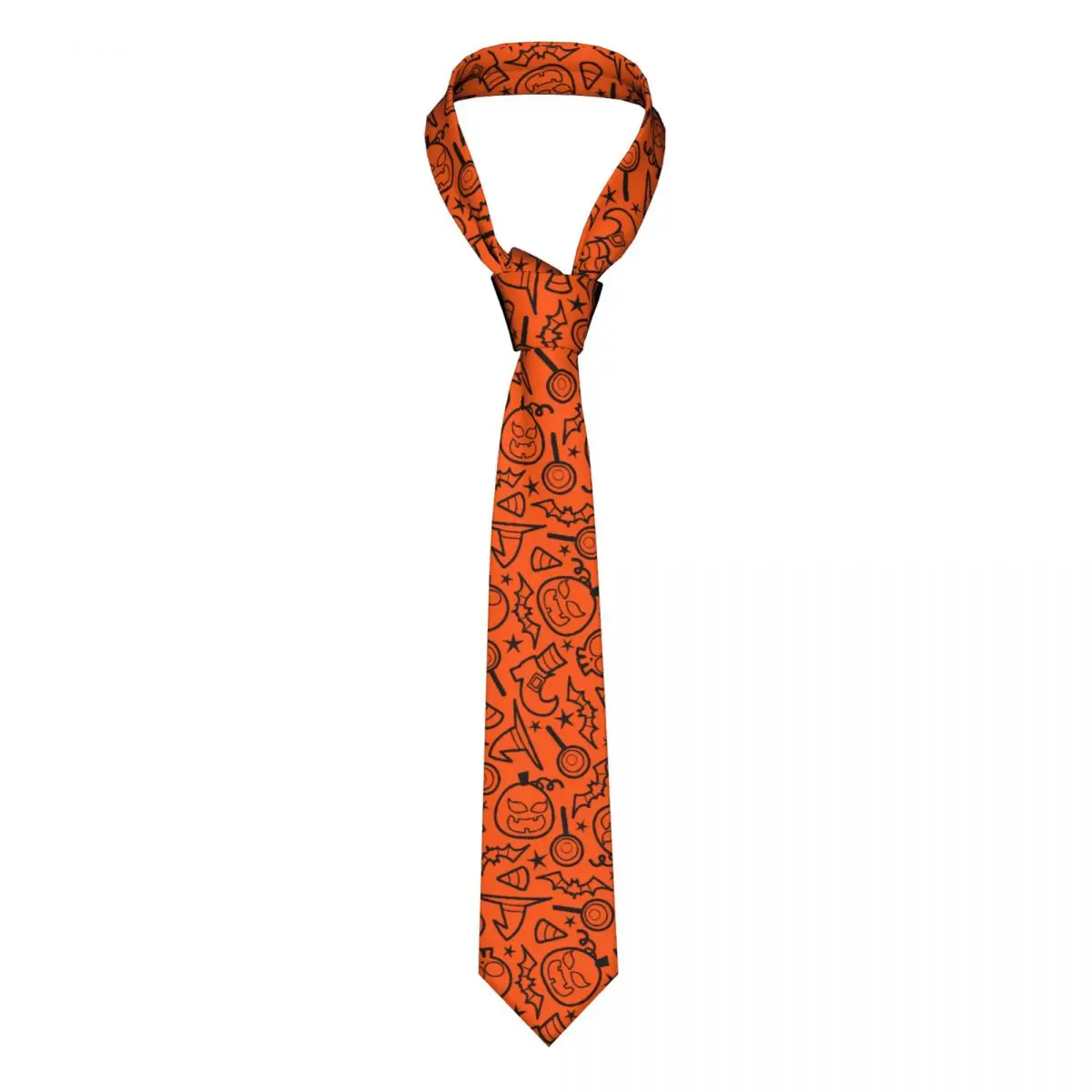 

Halloween Doodle Seamless Necktie Men Women Casual Polyester 8 cm Pumpkin Neck Ties for Mens Cravat Wedding Accessories Gift