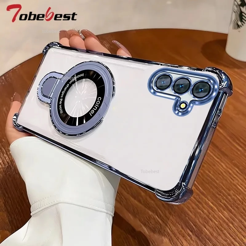 Shockproof Magnetic Bracket Magsafe Case with Plating Finish