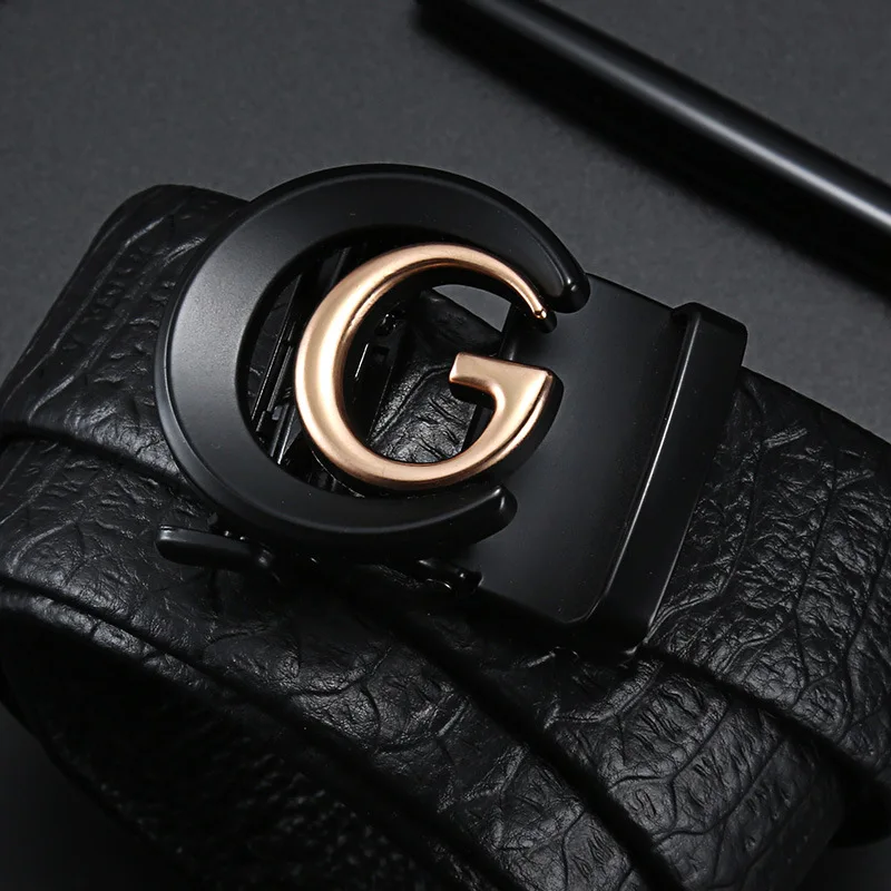 

Мужской кожаный ремень из натуральной кожи, с автоматической металлической пряжкой, 2023