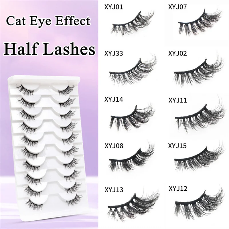 Asiteo Half Eye Lash 6D Lashes Faux Mink Wispy Natural Crisscross False