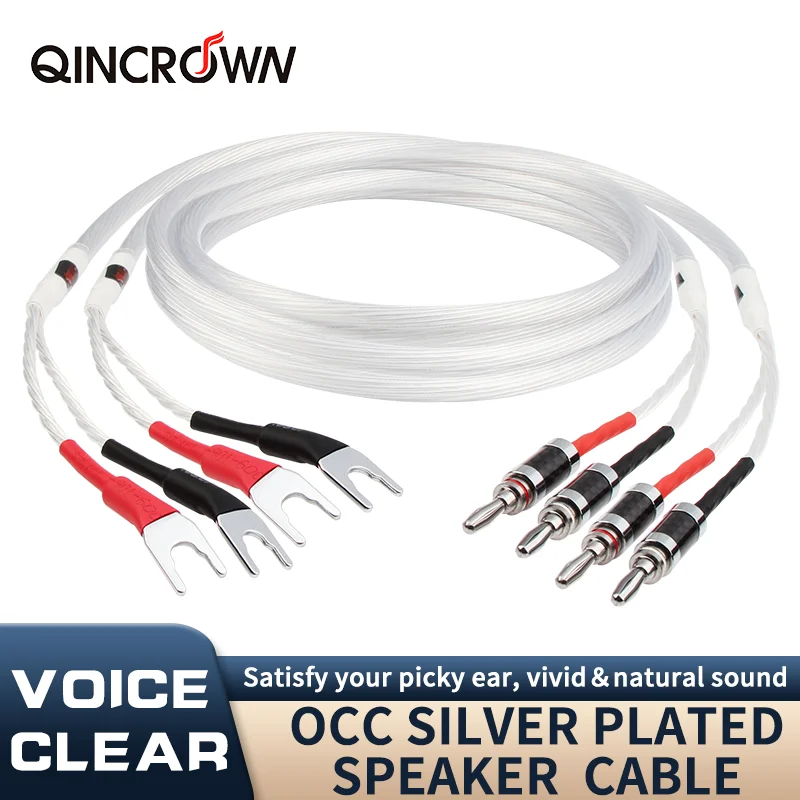 

High-end 5N OCC Plated Silver Speaker Cable Banana Y Type Plug Power Amplifier Auido Interface Connection Cable