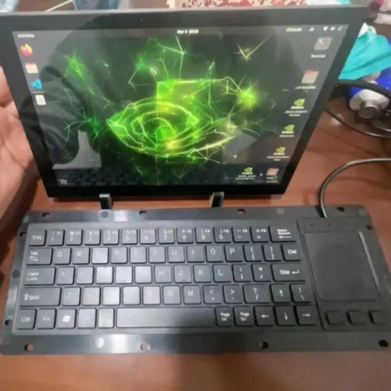 Integrated Wired Industrial Keyboard with Touchpad Mouse Inlaid Anti-Static Anti-Interference Magnetic Ring for Computer Office - 3