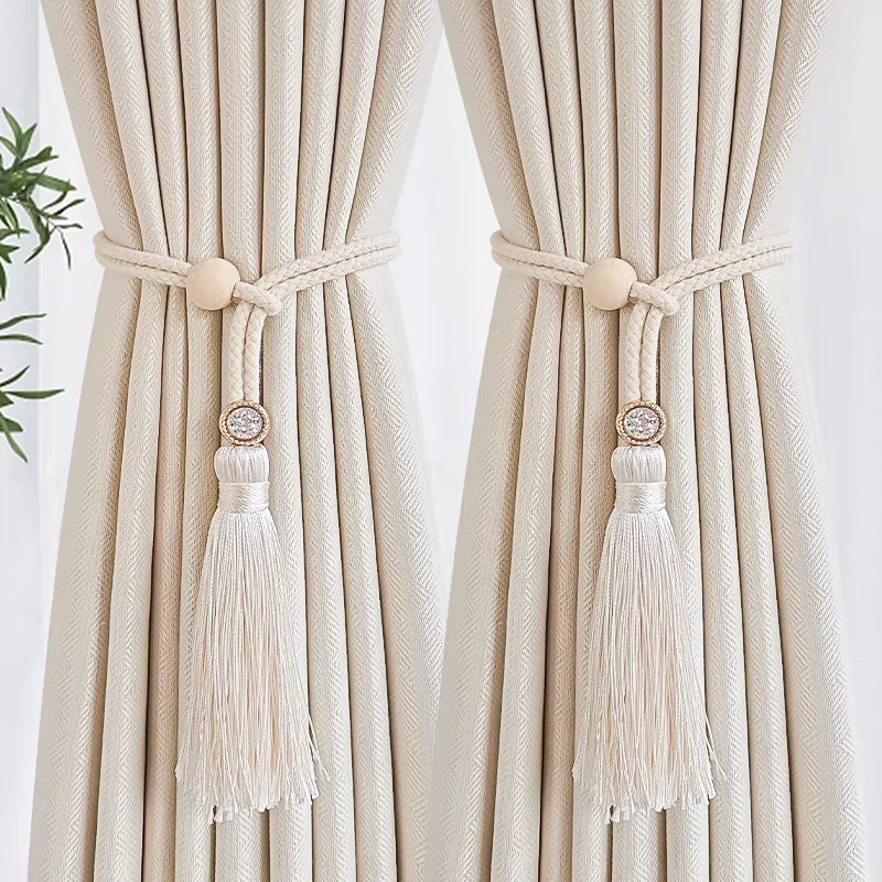 Curtain Tiebacks 2 Bohemian fashion adjustable cotton cord curtain straps with rhinestone curtain buckles