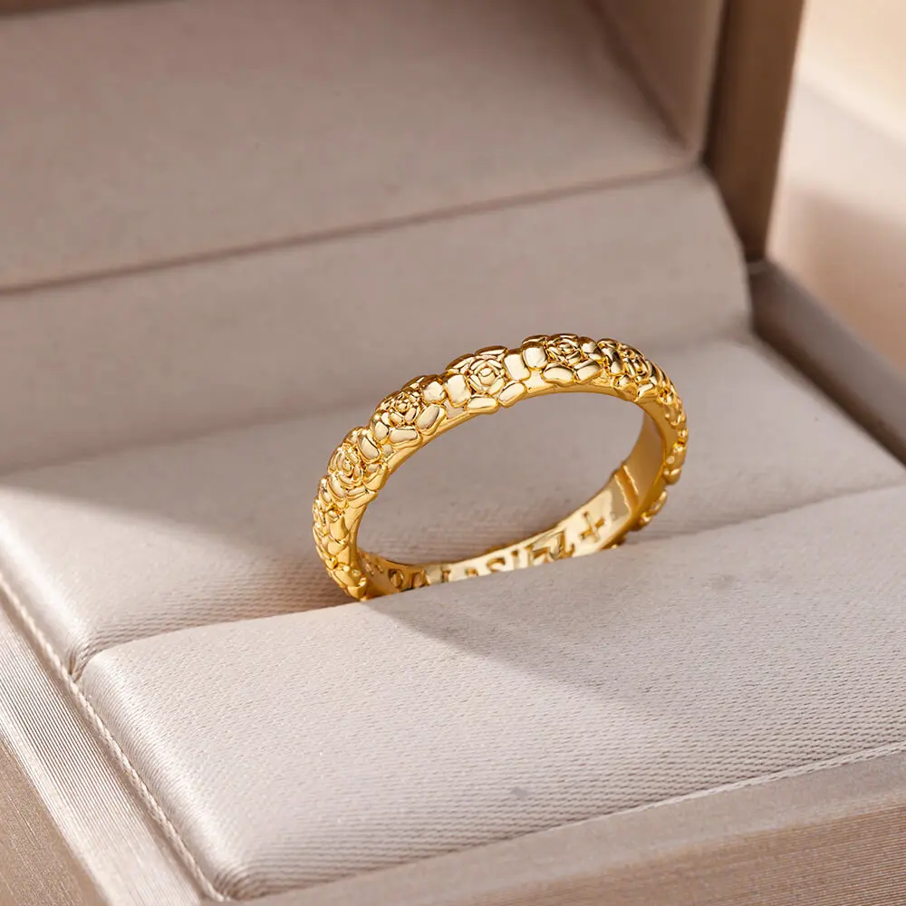 Jewelry Stainless Steel Gold Color Ring 2025 Trending Wedding