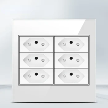 Melery 4x4เต้าเสียบหน้าจอโทรศัพท์ทนไฟ20A บราซิลมาตรฐาน USB คู่ชนิด C สวิทช์ช่องไฟไฟติดผนังสำนักงานสีขาวบ้าน 13