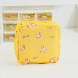 Portable Waterproof Sanitary Napkin and Tampon Organizer with Cartoon Design (Yellow Ice Cream)