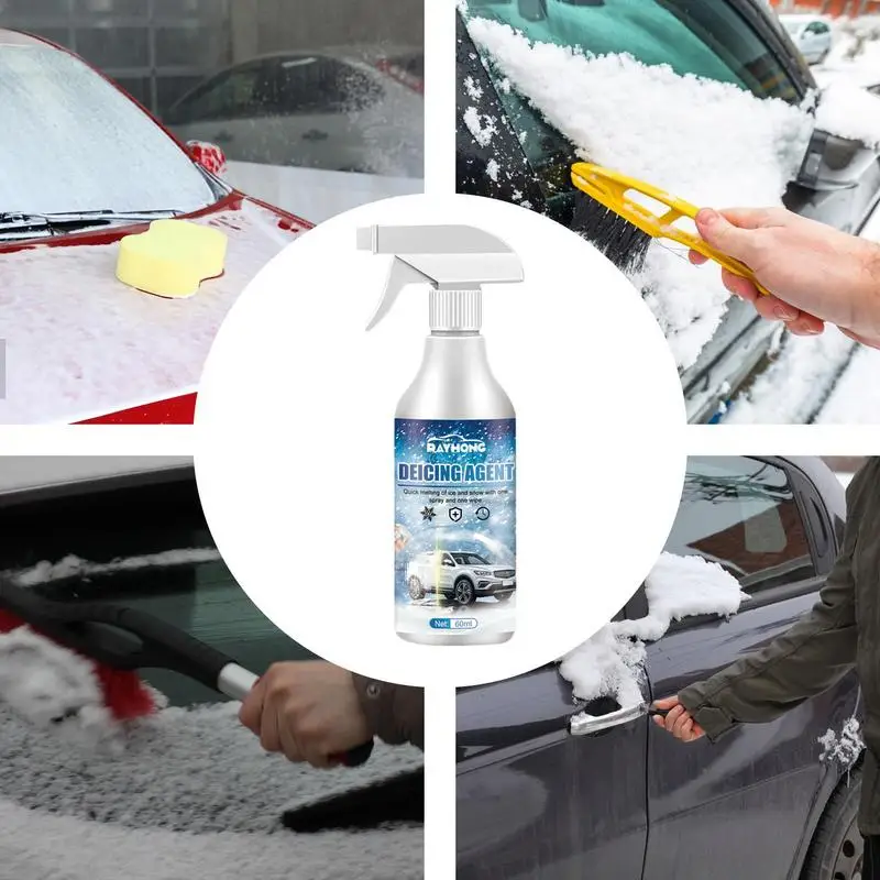 Winter Vehicle De-icer Supplies Snow Melting Spray Car Window Glass Deicing Car Accessories Windshield Deicer Spray 60ML