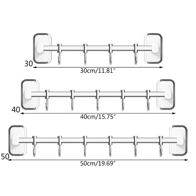 Kitchen Utensil Hangers with 4/5/6 Hooks Space Saving Wall Utensil Hooks Kitchen Holder No Drilling Rack