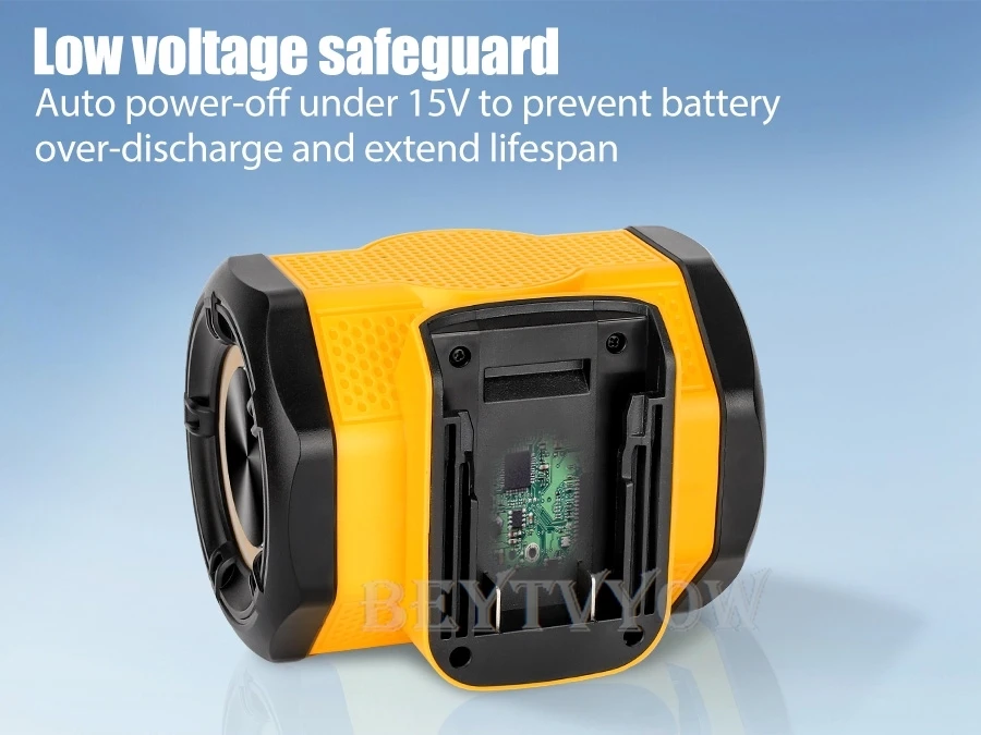 Bluetooth Speaker for Dewalt 20v 60v Battery With USB-A/C ports RGB Light 30W Co