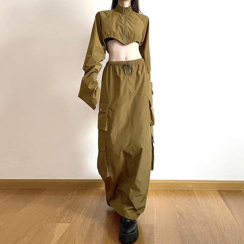 Hot Girl Style Loose Crop Top Skirt Two-Piece Women's Slim Coat Fashion Autumn Women's Suit Jacket Women Suit Mechanical