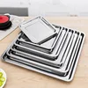 Stainless Steel Square Storage Tray Steaming Shallow Plates Dumplings Baking Dishes Kitchen Organizer 5