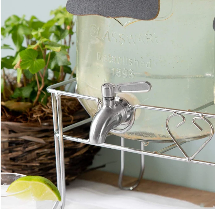 Outdoor glass beverage maker 2 packs, hanging chalkboard and stainless steel faucet, for lemonade, tea, cold water 5