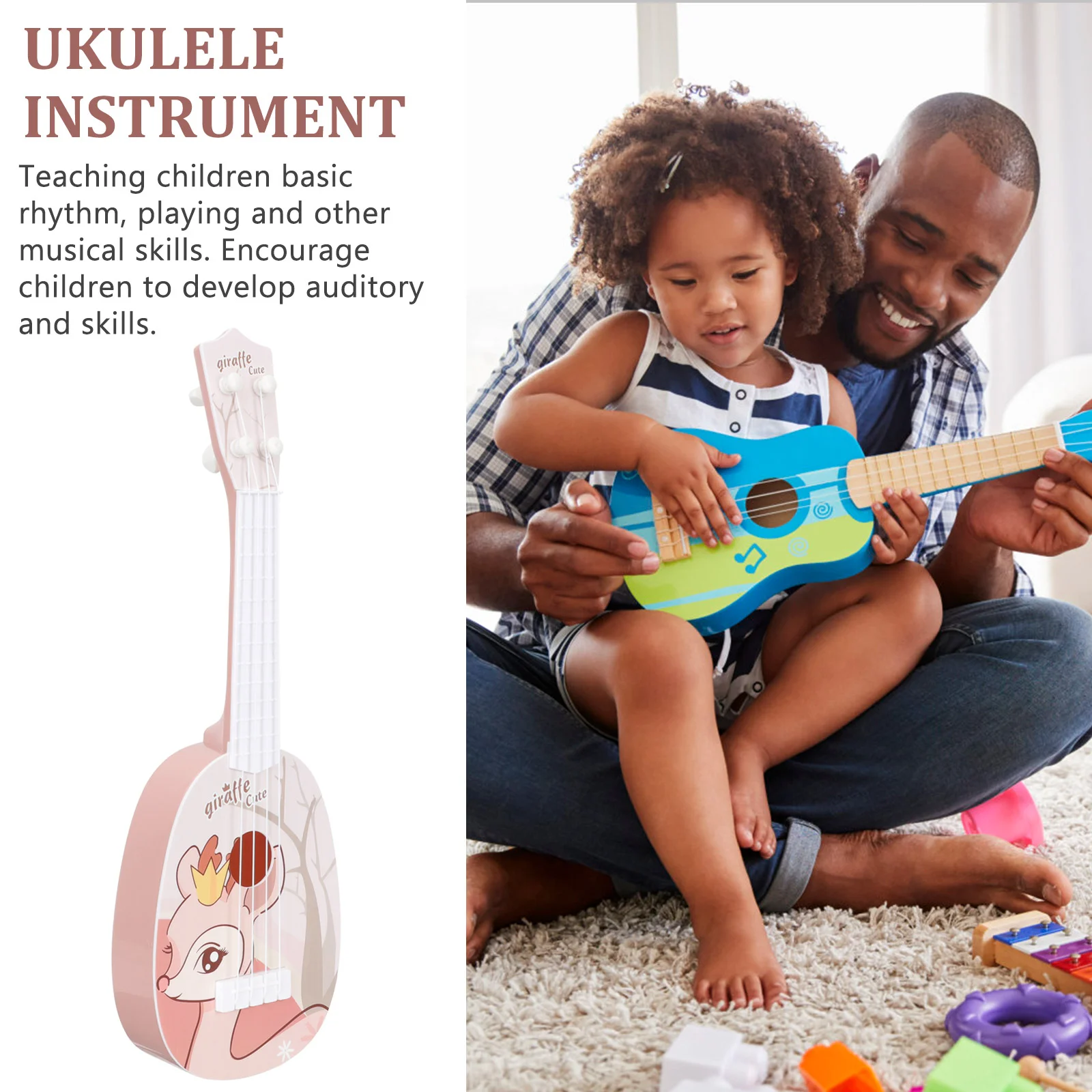 Ukulele Set Kids Guitar for Girls Left Handed Ukulele Toddler 4 Year Old Mini Musical Plaything Instrument Toy Simulation Toddlers 1-3