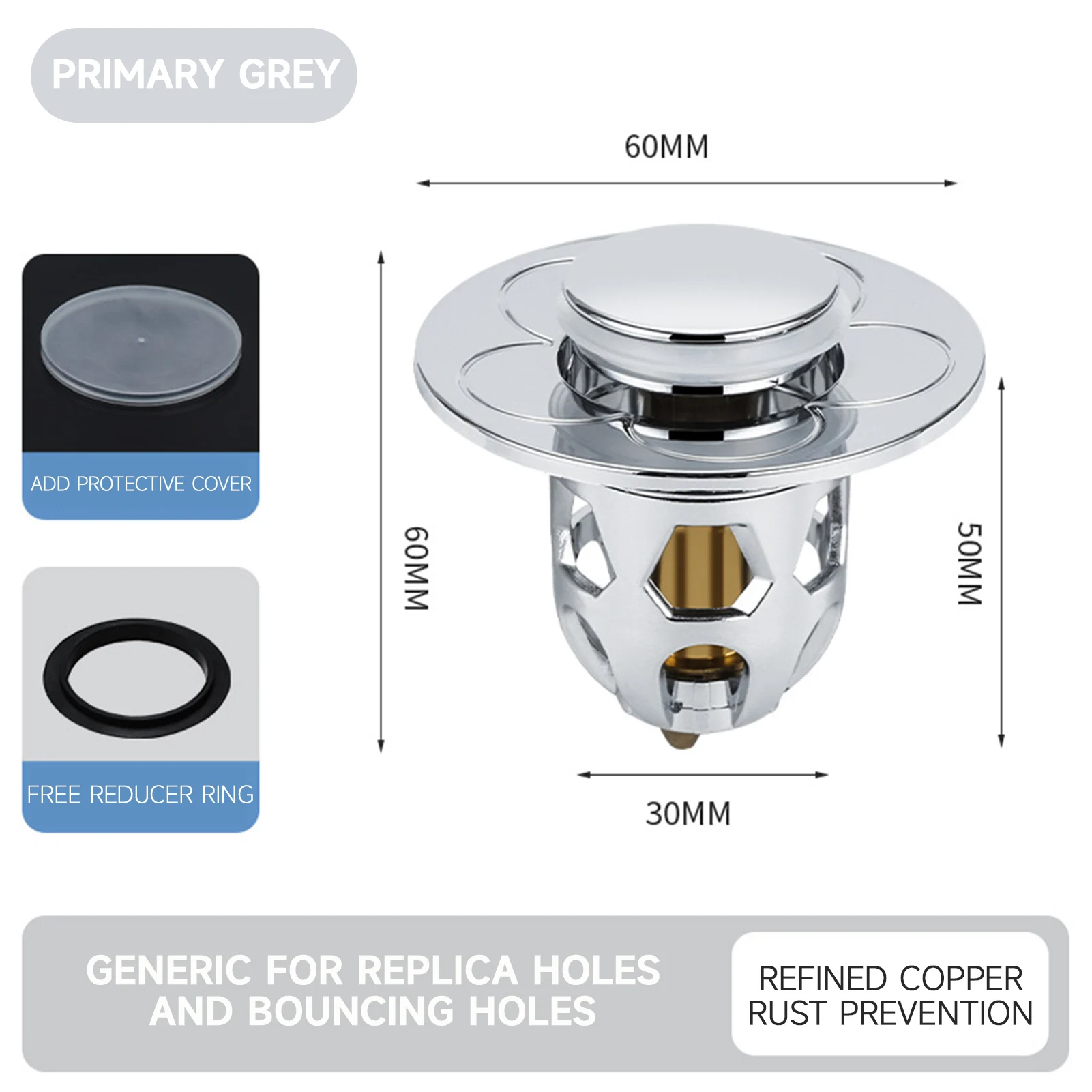 Pop Up Sink Drain Strainer Stainless Steel Sink Hair Catcher Sink Drain Plug for Basin Bathroom Tub 6