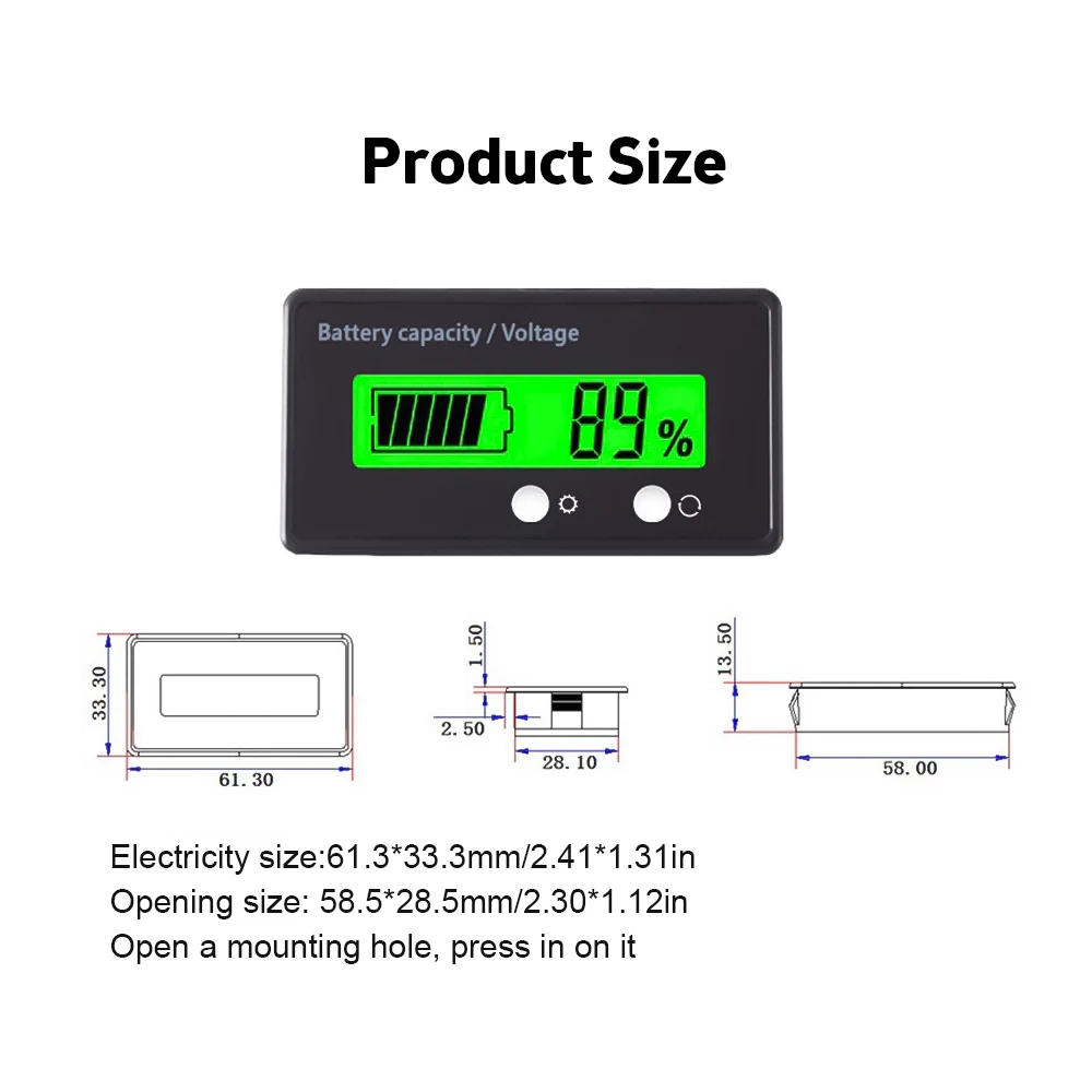 DC 12V 24V 36V 48V 60V 72V LCD 디지털 전압 표시기 GY-6GS 배터리 용량 전압계 대부분의 자동차용 DC 8-120V
