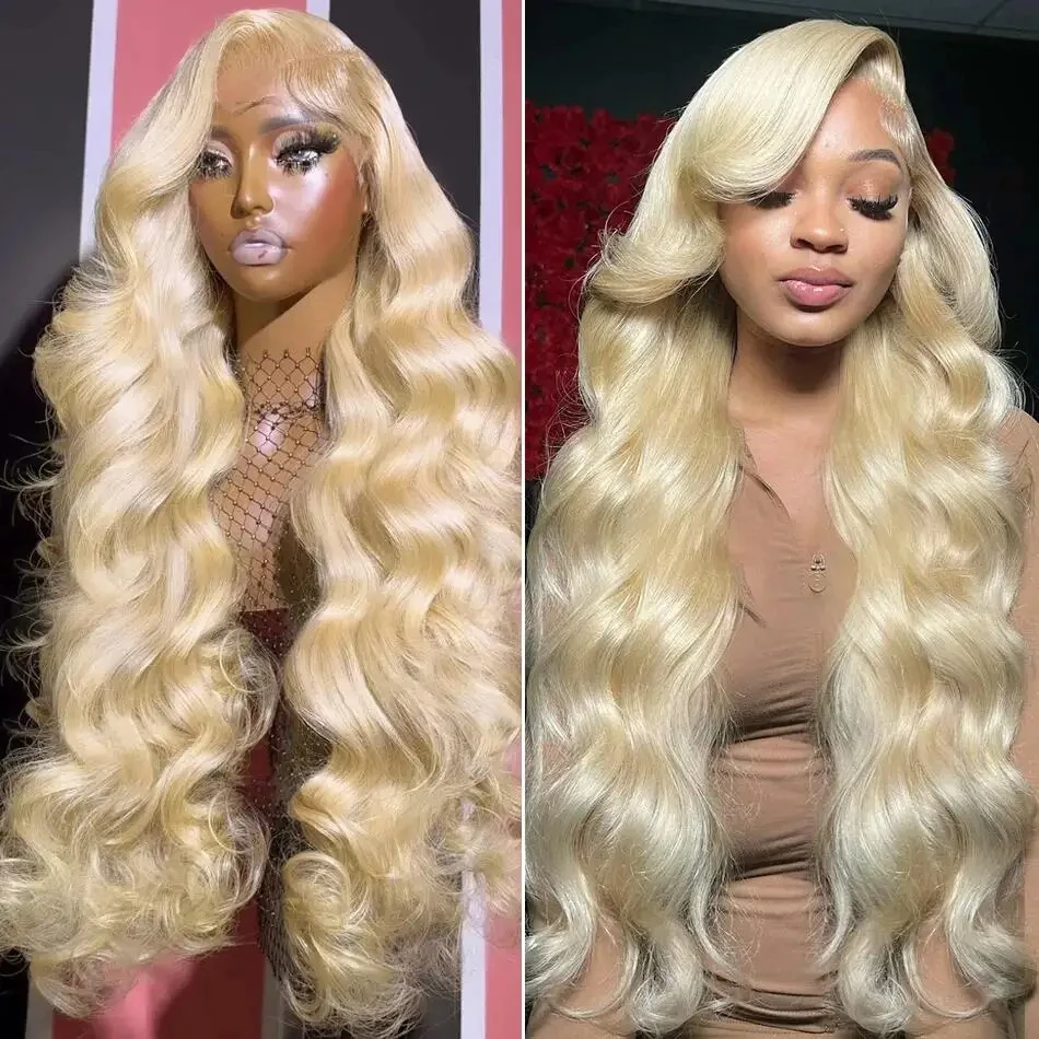 

613 Honey Blonde Lace Front Human Hair Wig Brazilian 30 Inch Colored 13x6 Body Wave HD Transparent Lace Frontal Wig