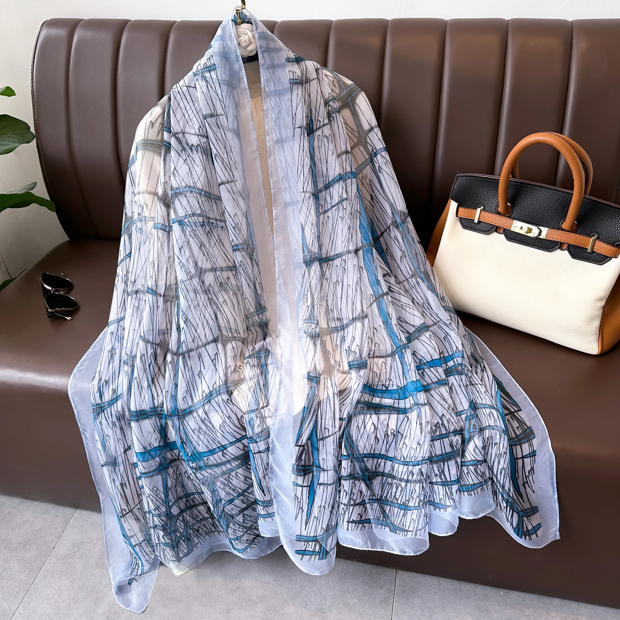 Fashion Satin Finish Sunscreen Scarves Female 180*130CM Style Beach Towel Popular Print Silk Shawl Luxury Dustproof Big Bandanna