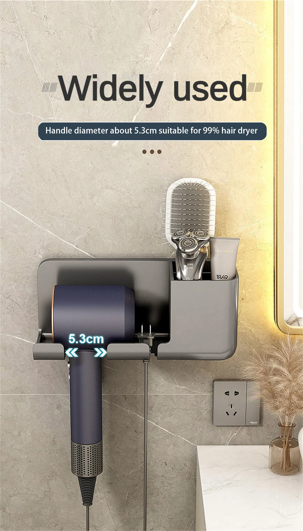2/4/6PCS Hair Dryer Bracket Comb Storage Salon Accessories Wall-mounted Hole-free Hair Dryer Shelf Barber Equipment Hair Styling