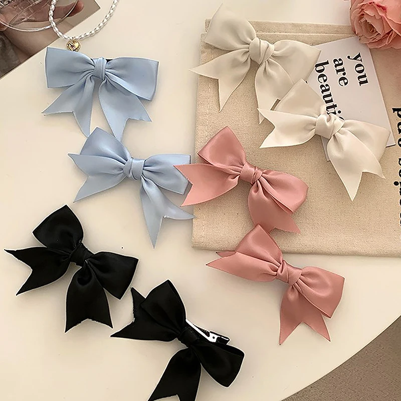 

1 шт. атласные заколки для волос с бантом для JK Girls Kawii заколки милые аксессуары для волос детская черная белая лента женские заколки для волос