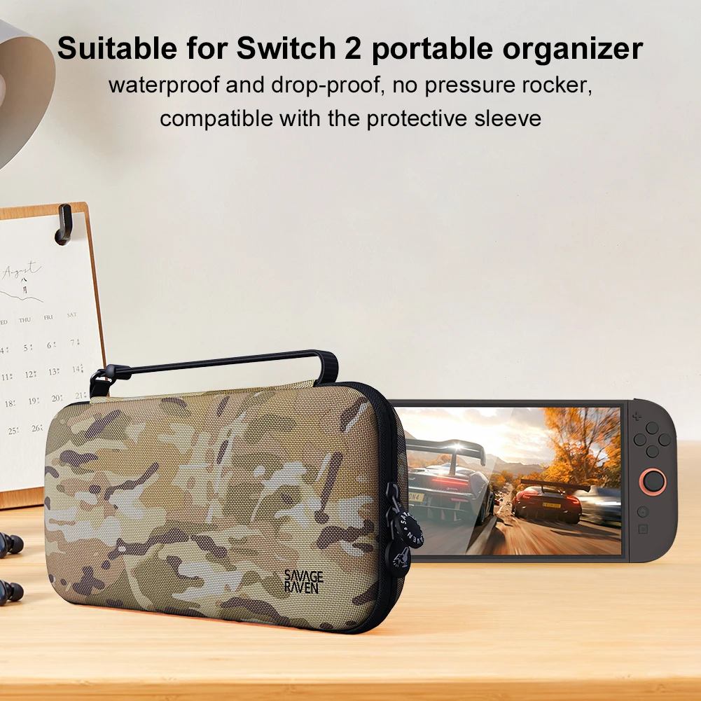 EVA Travel Carrying Bag with Mesh Compartment Hard Shell Storage Bag with 8 Card Slots Protective Case for Nintendo for Switch 2