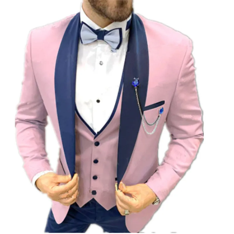 

Customized Men's Suit Shawl Lapel Groom Tuxedos Jacket Blazers Halloween Costume Elegant For Luxury Man Suit's For Wedding 515
