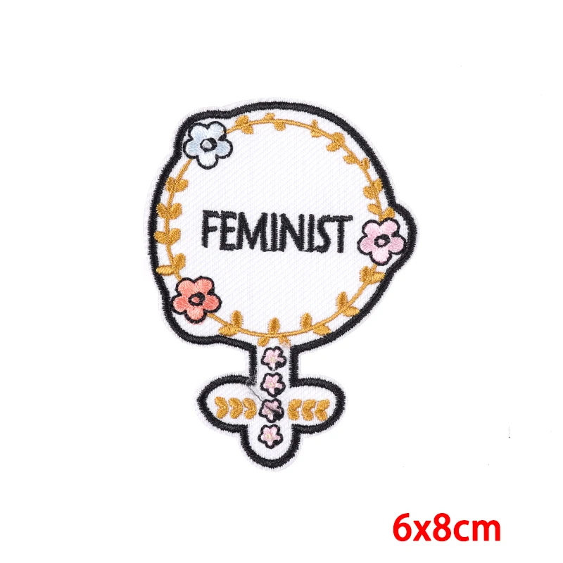 페미니스트 패치 소녀 파워 의류에 수 놓은 패치 의류에 대한 패치에 철 의류 자켓에 열 접착 패치