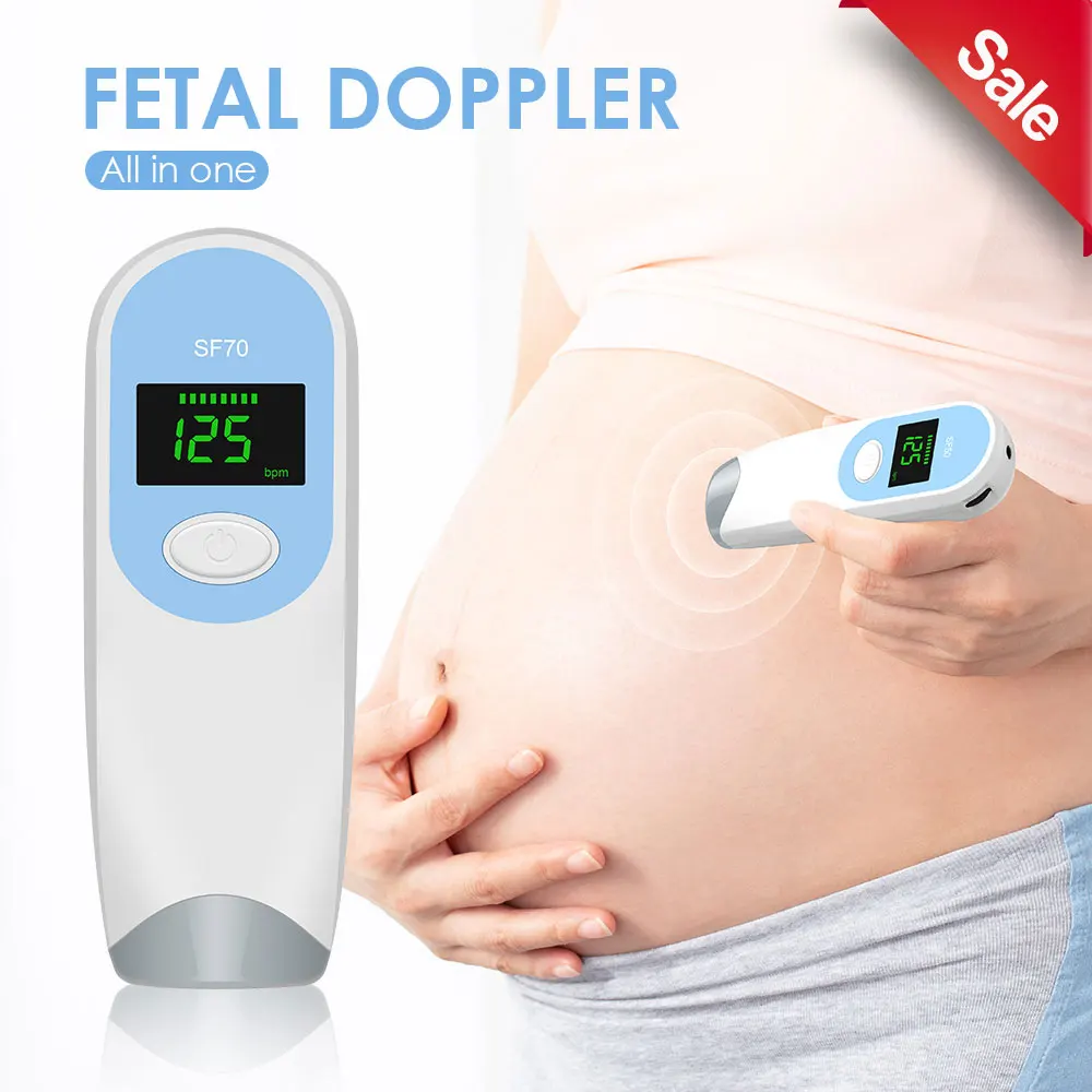 Sf70 Palmare Fetale Doppler Protable Ultrasuoni Casa Incinta Baby Heart Bate Monitor Lcd Display A Colori
