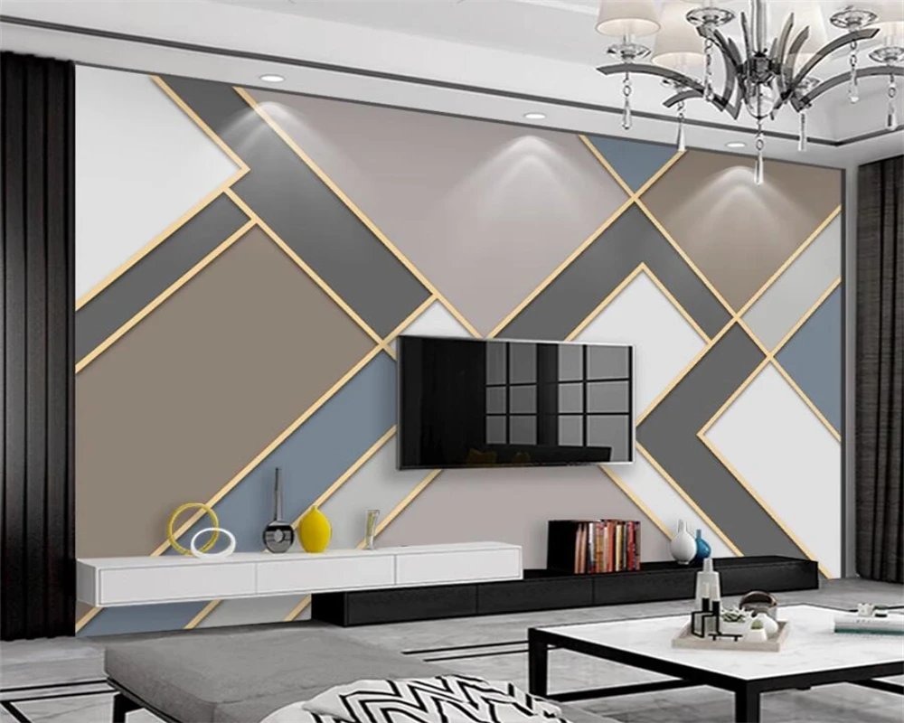 

beibehang Customized modern wall paper TV background geometric sofa bedroom living room film and television wallpaper