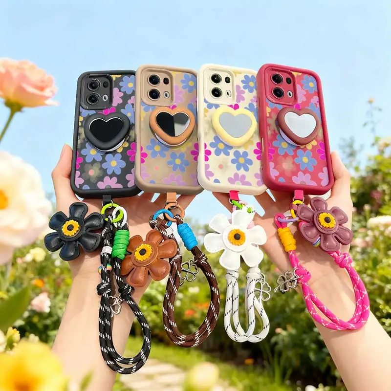 Cartoon Flower Phone Case Set with Lanyard and Craft Embellishments