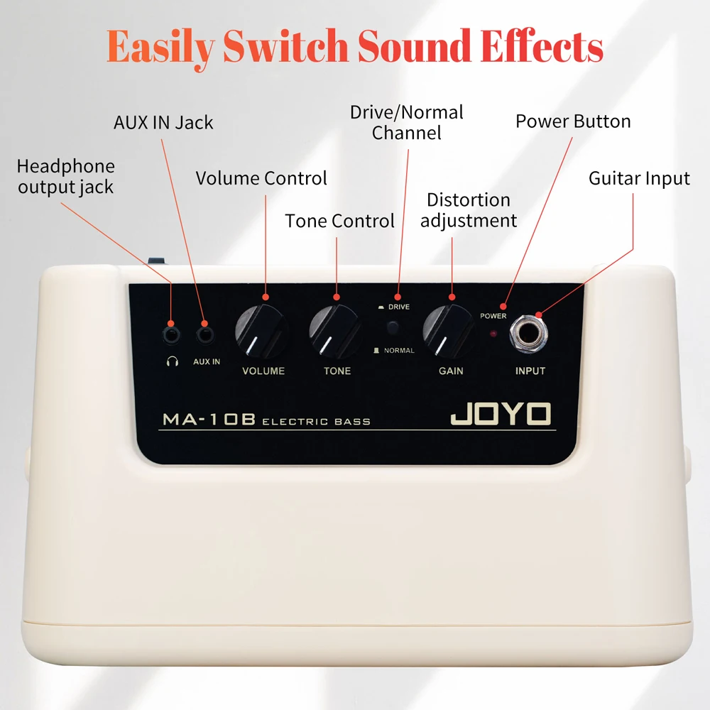 MA-10 Mini Guitar Bass Amplifier 10W Electric Guitar Speaker Gain/Tone Controls