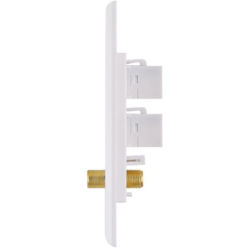 Ethernet Coax Wall Plate 2 Port Cat6 RJ45 Keystone And 1 Port F Type Connector Coax Keystone Female To Female Wall Plate