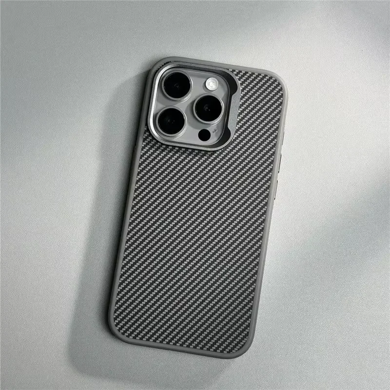 Sleek Carbon Fiber Texture Phone Case with Soft Rubber Frame