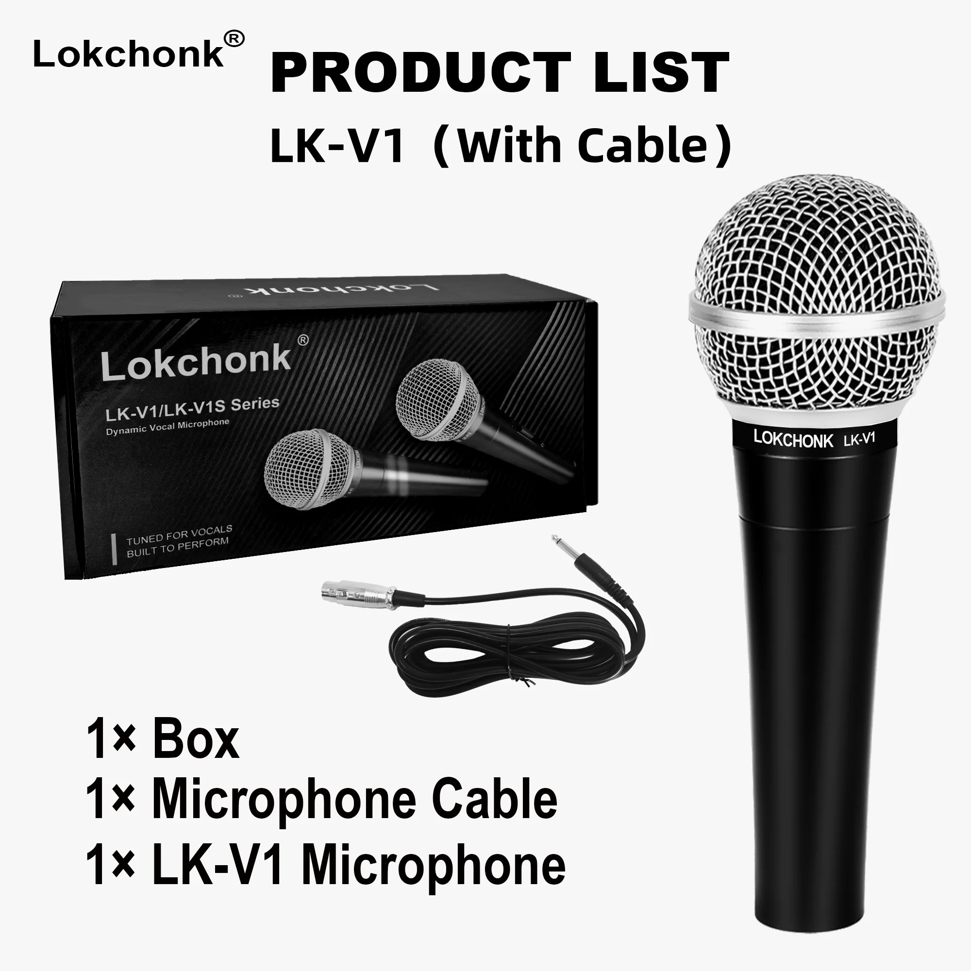 Lokchonk Dynamic Cardioid Vocal Microphone for Singing, Stage, Studio, and Karaoke