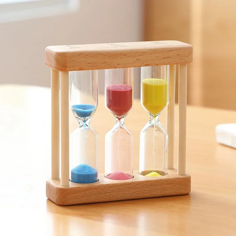 Creative Wooden Hourglass Ornaments 1/3/5 Minutes Timer 3 in 1 Combination Sandglass Home Decoration Crafts