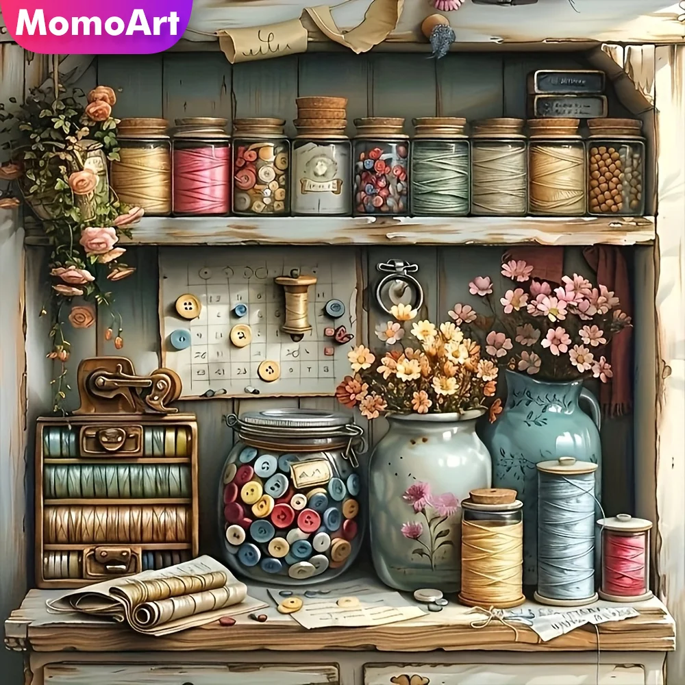 Momoart Vase Diamond Painting Flower Picture Rhinestones Diamond Mosaic Bottle Needlework Button DIY New Arrival Handmade Gift 1