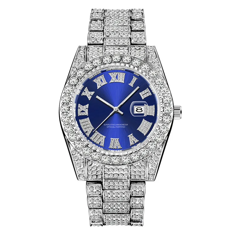 

Iced Out Watch Men Luxury Brand Full Diamond Hip Hop AAA CZ Quartz Watch Male Clock Gift For Man Relogio Masculino Drop Shipping
