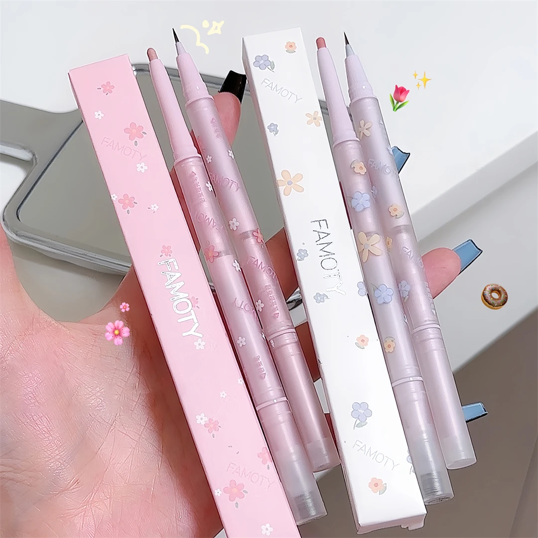 Eyeshadow Stick Double Headed Silkworm Glitter Eyeshadow Eyeliner Matte High-gloss Pink Golden Makeup